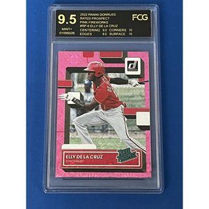 Elly De La Cruz 2022 Donruss Pink Fireworks Variation Rated Prospect Graded 9.5